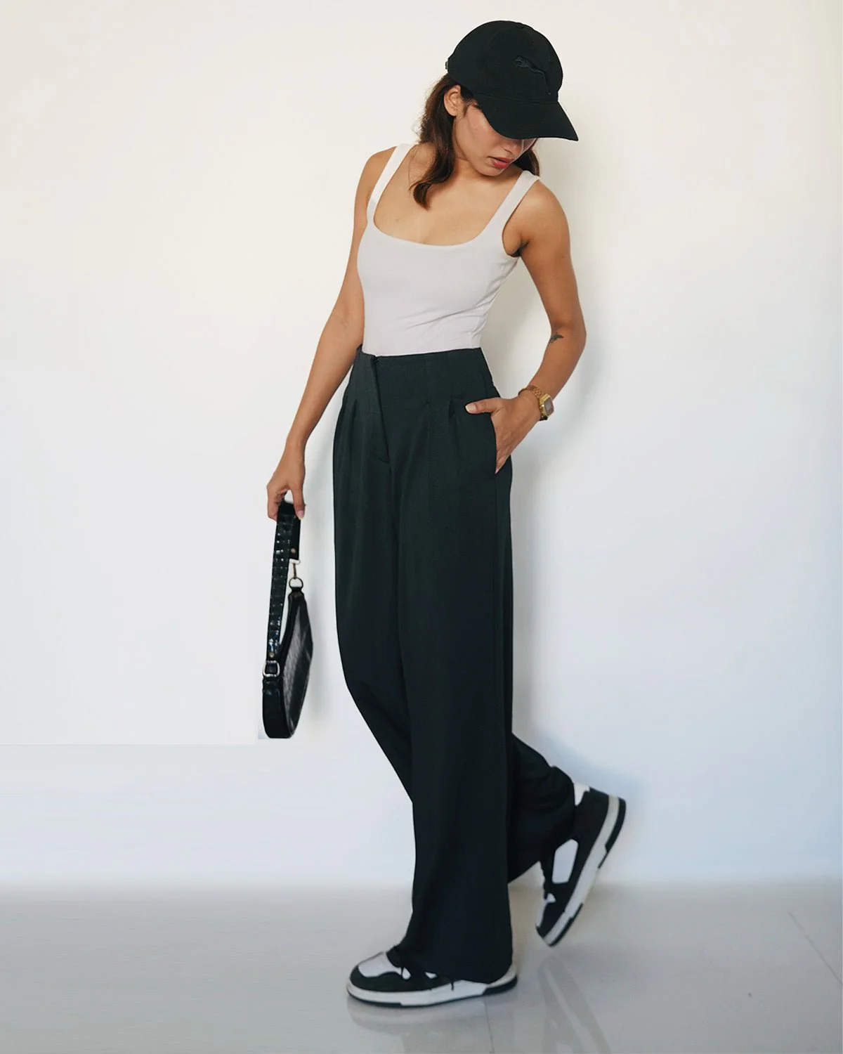 Smocked Detail Korean Black Trousers - Image 3
