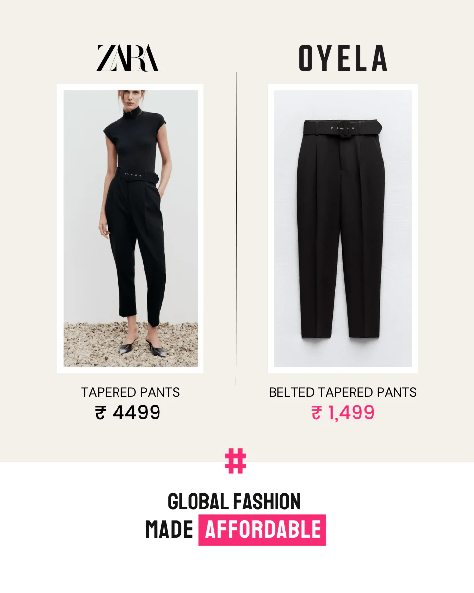 Belted Tapered Pants With Belt- Black - Image 7