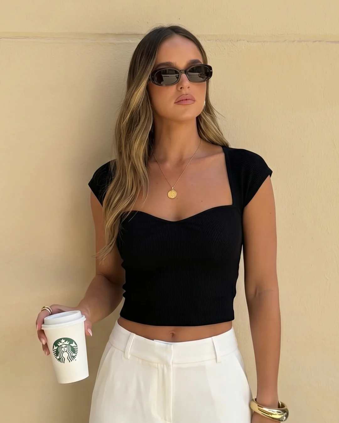 Black Sweetheart Neck Cotton Crop Top