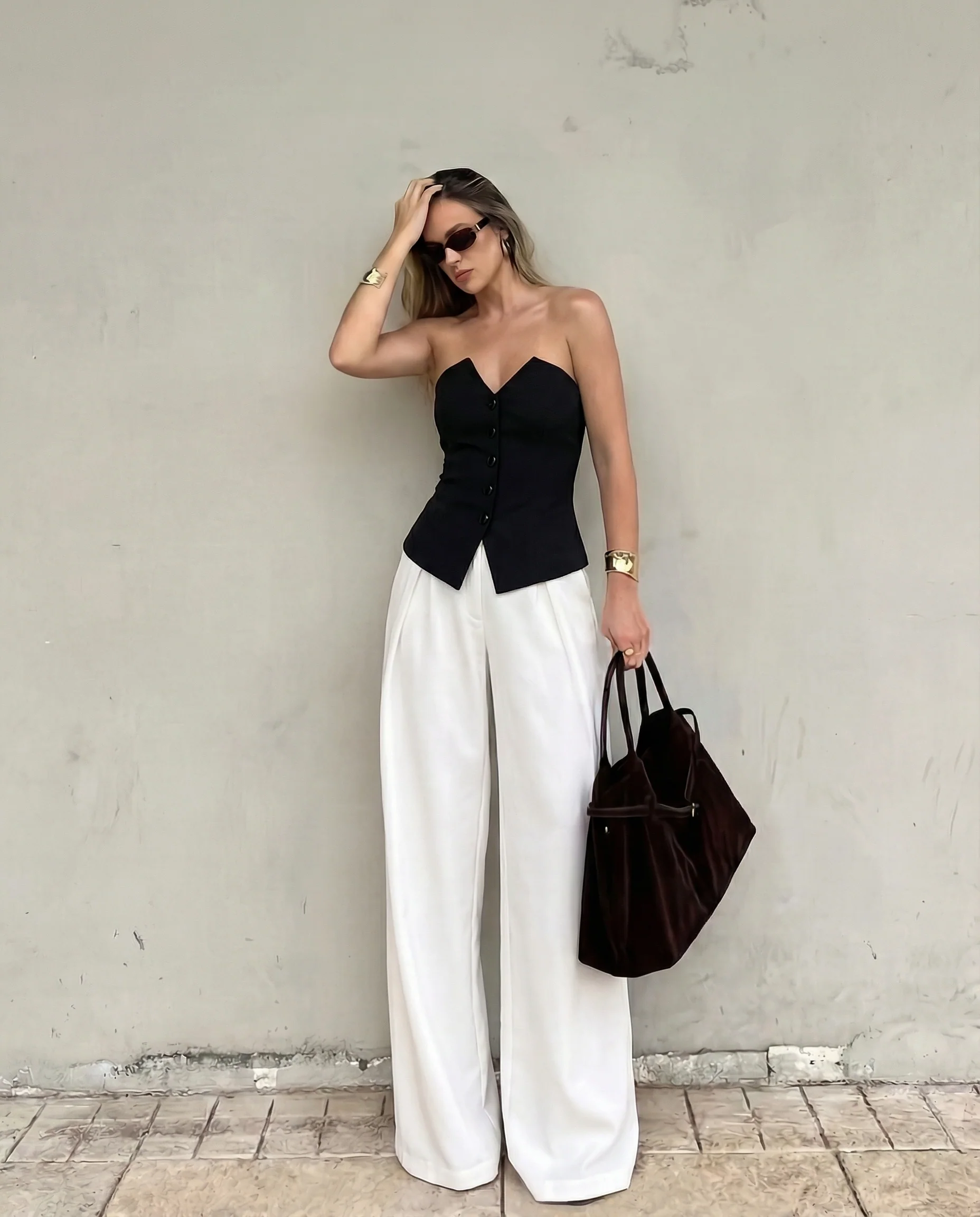 Tailored Corset Style Off Shoulder Top - Image 2