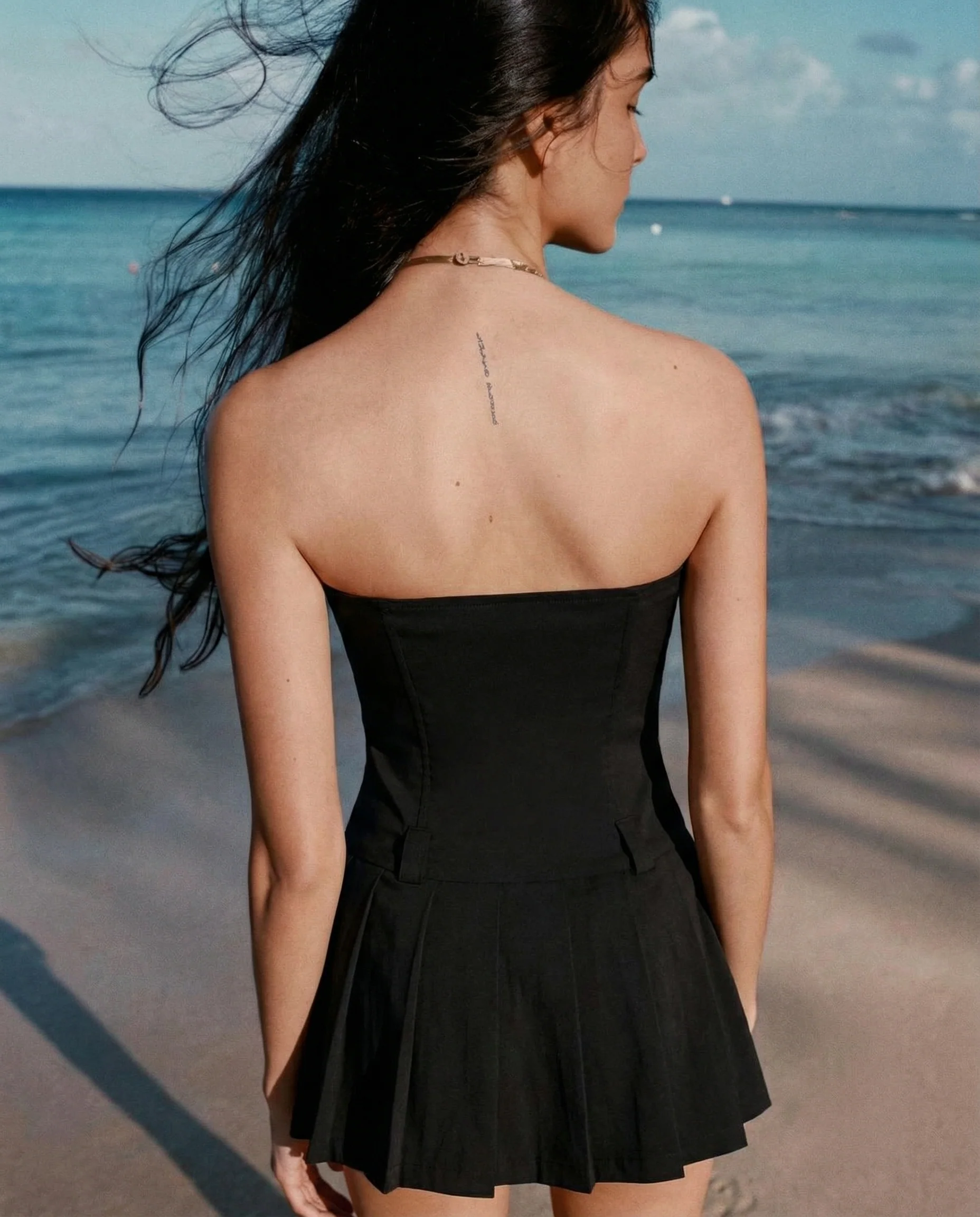 Black Bandeau Dress - 100% Cotton - Image 3