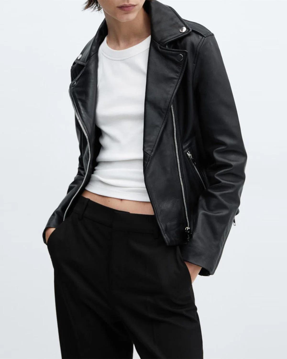 Textured Zip-Up Biker Jacket - Image 3