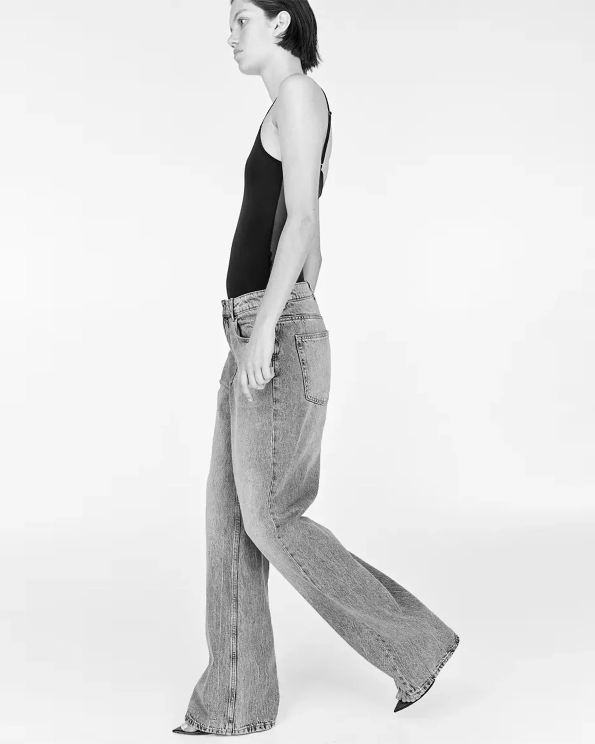 Washed Grey Straight Fit Jeans - Image 3