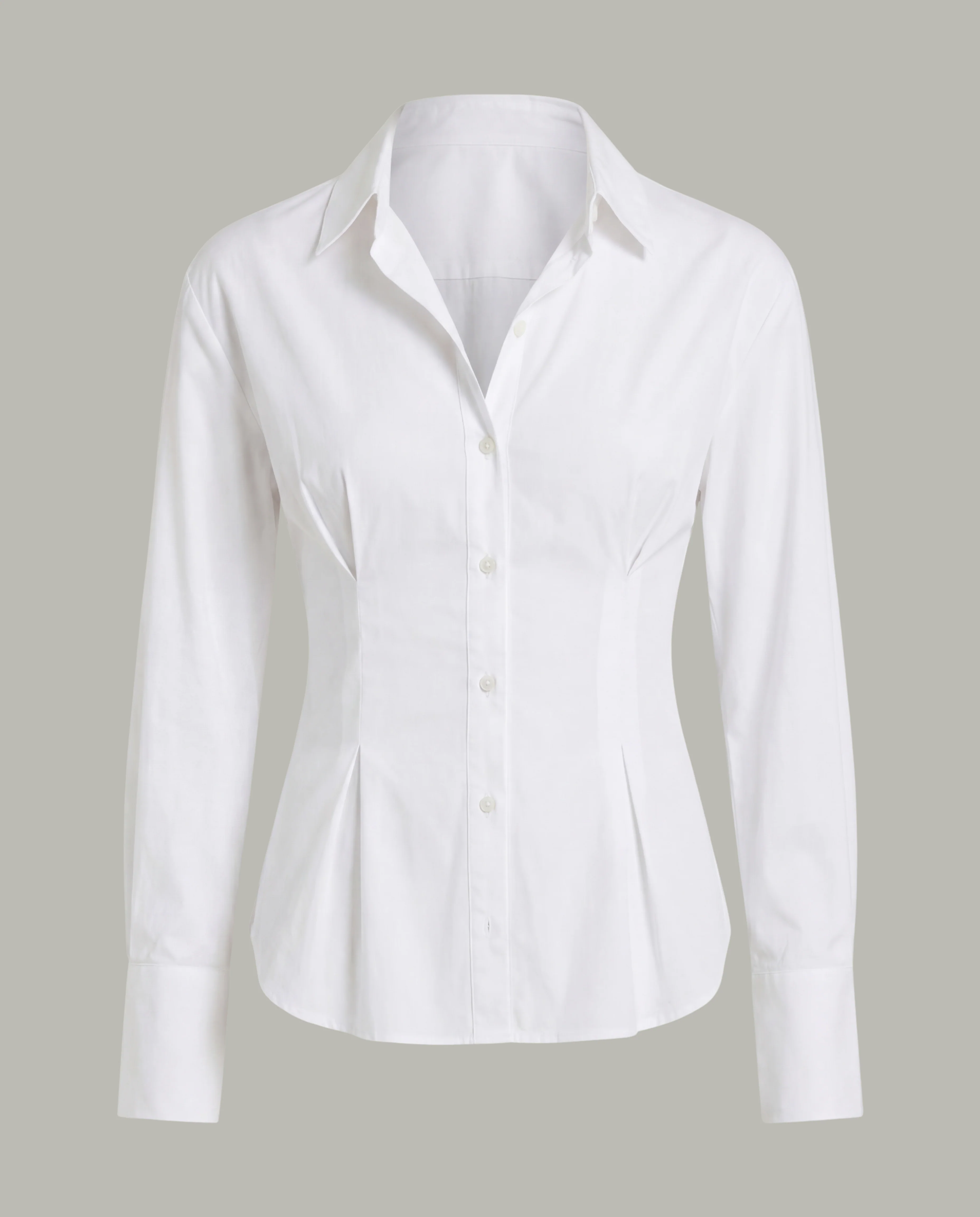 White Buttoned Flared Hem Shirt - Image 5