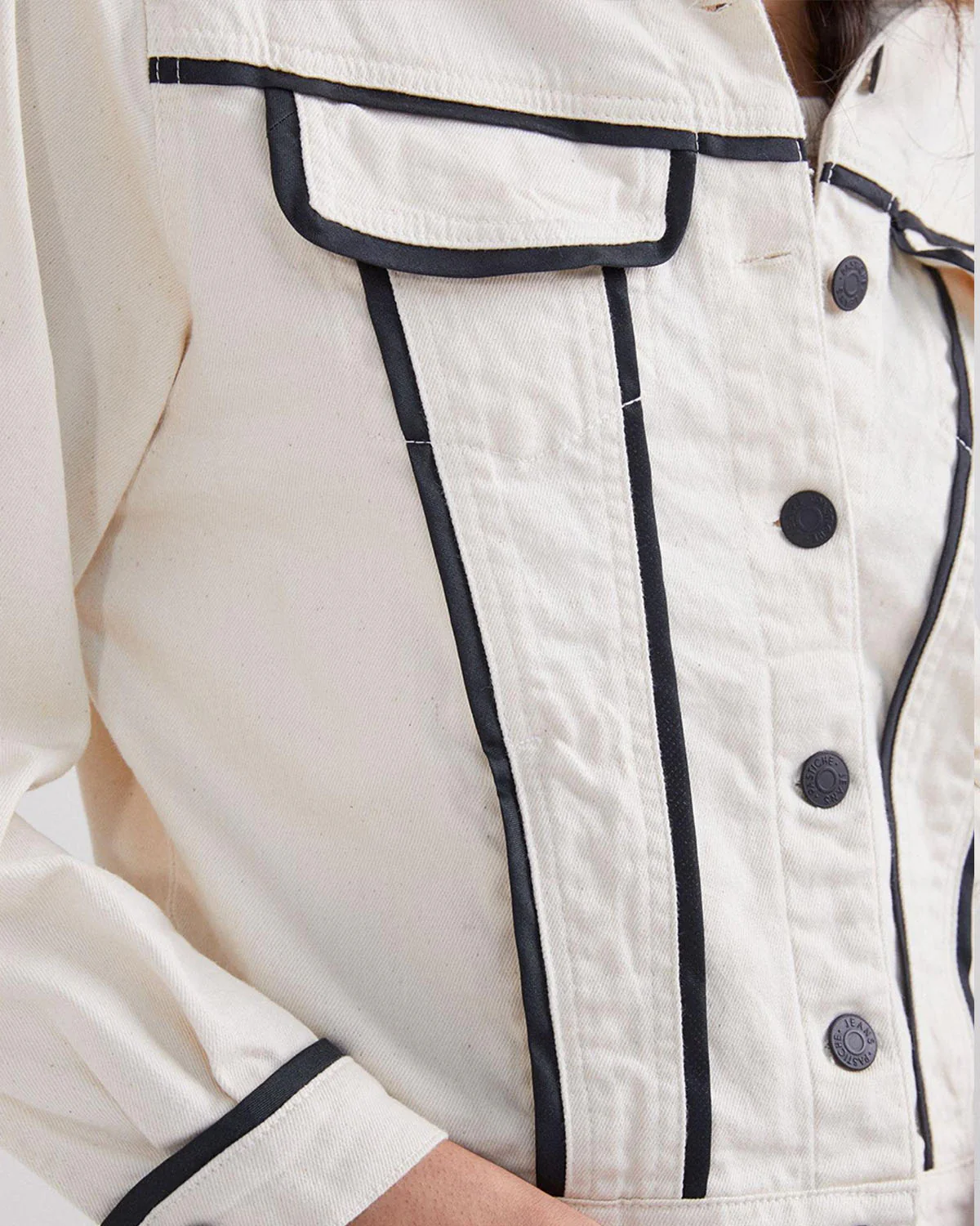 White Denim Button Up Jacket - Image 2