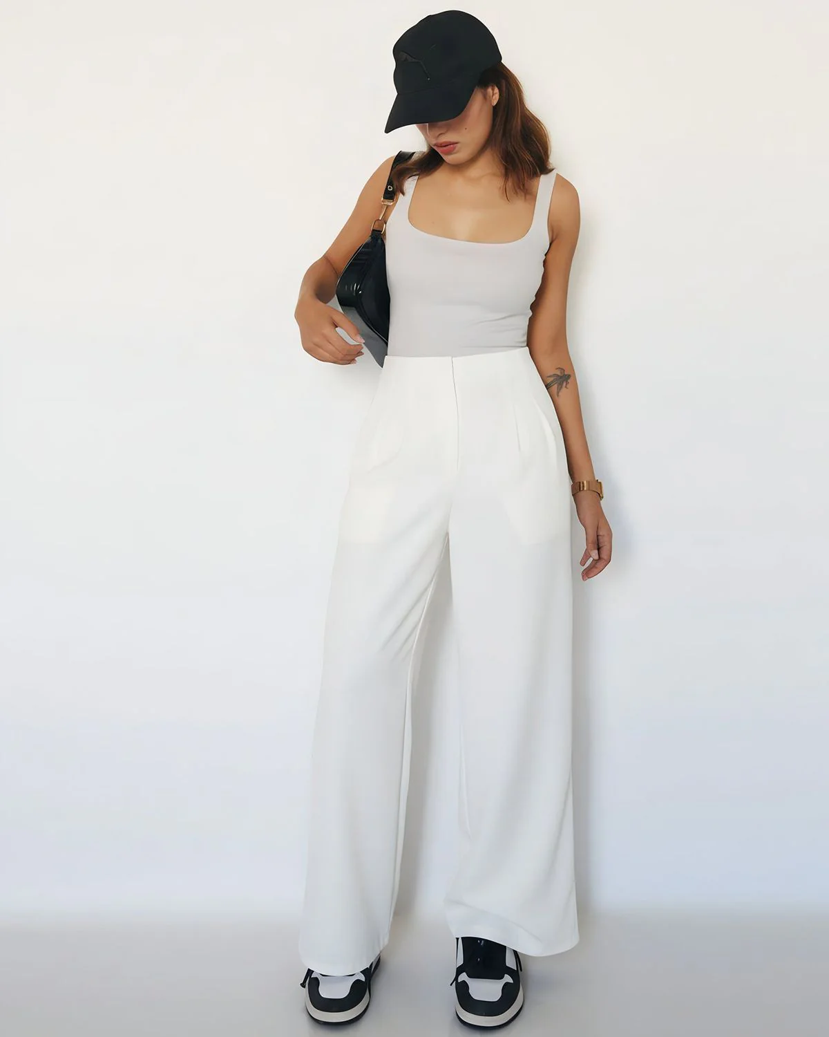 White Smocked Detail Korean Trousers - Image 5
